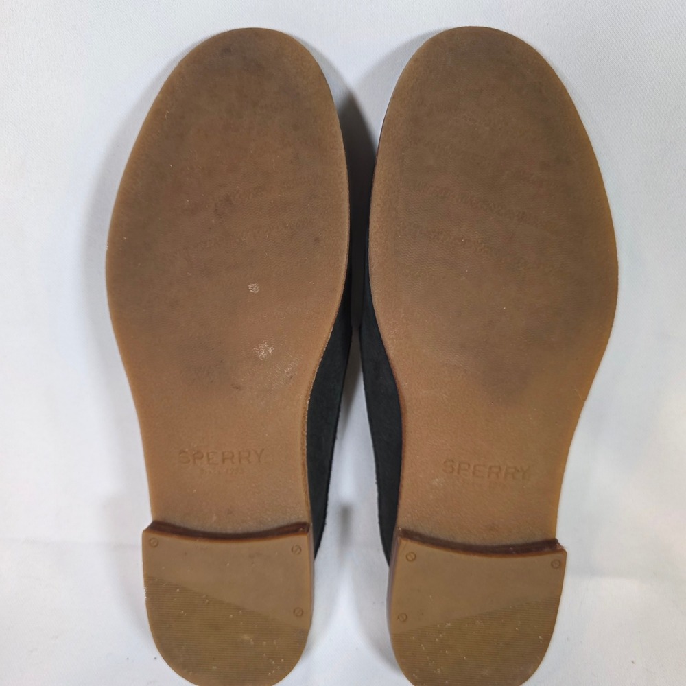 Sperry Seaport Levy Womens 7 Black Nubuck Tassel Mule Loafers Preppy Academia - Picture 5 of 6